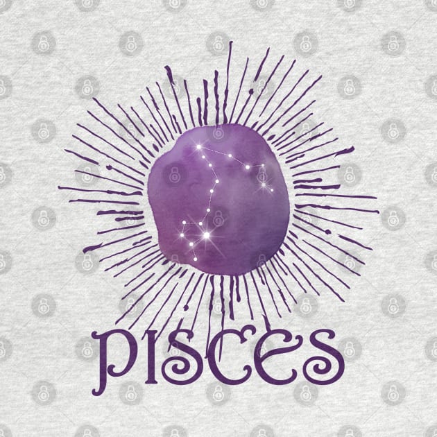 Pisces – star sign in purple, Pisces star sign by LollysLane